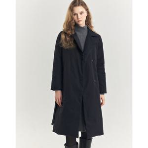 헤지스 여성 24FW 논퀼팅 체크안감 롱 중량 구스다운 점퍼 네이비 HSJU4D910N2