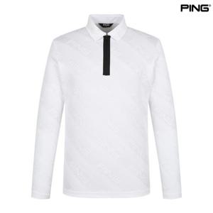 [핑골프](양말증정2개) 남성 로고 카라 반집업 긴팔 티셔츠 (111D3TO201_WH)