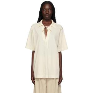 25 FW 토템 여성 오프 화이트 오가닉 코튼 폴로 셔츠 232771F108003