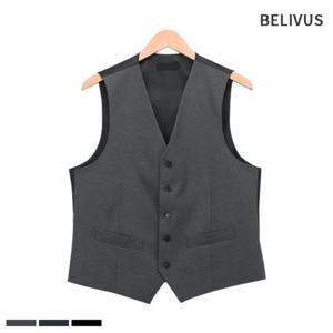 빌리버스 남성 브이 조끼 울 혼방 비죠 싱글 비스포크 수트 베스트 BAX170
