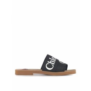 [CHLOE] 라프리마 여성 샌들 플랫 위드 린넨 밴드 앤 로고 C22U188Z3001 블랙 /8