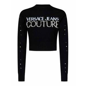 [VERSACE] 라프리마 여성 크루 넥 크롭 스웨터 77HAFM30CMN60899 블랙 /8