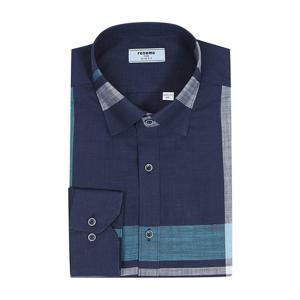 [레노마(셔츠)]레노마셔츠 CVC32 S 블로킹 체크스냅버튼 슬림핏 RMSSL0-142-NY