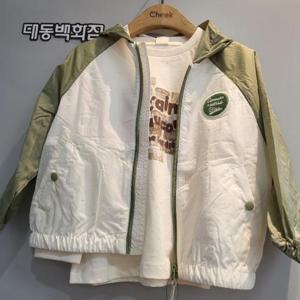 치크 DP01 라그란 소매배색 바람막이 CKJA2531B
