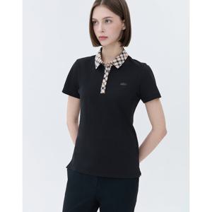 닥스 골프 여성 24SS 클리어런스스테디셀러체크 카라 코튼 블렌드 폴로티셔츠 (BLACK) WNTS4B352BK