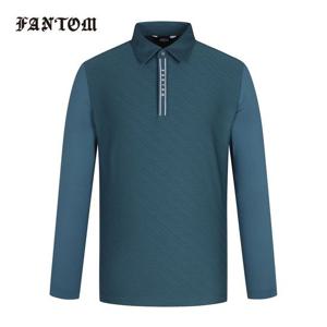[팬텀] 남성 사선 자가드 소매 냉감 카라 긴팔티셔츠 211E1TO210_TQ
