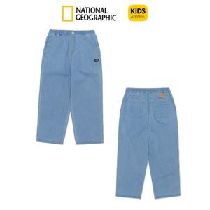 [내셔널지오그래픽키즈]K252UPT020 키즈 남여공용 세미배기핏 해지 데님 바지