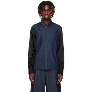 25 FW 드리스반노튼 남성 블루   블랙 집업 데님 셔츠 251358M192007