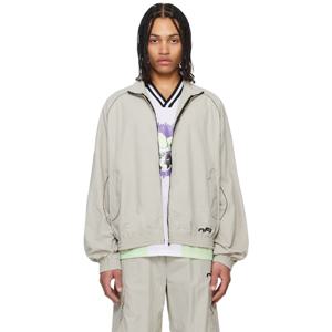 25 FW 오프화이트 남성 그레이 오프 스플릿 트랙 재킷 251607M180000