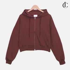 엘케이트 여성 크롭 후드집업 트레이닝복 스웨트 무지 긴팔 후드티 LUS001