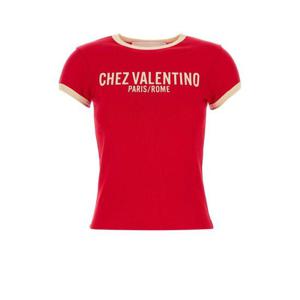 발렌티노 가라바니 여성 레드 면 반팔 티셔츠 6B3MG24D970 QSJ