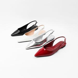 [신난다슈]여성 구두 슬링백 힐 1cm 4종 스틸레토 플랫 뮬 샌들 펌프스 낮은굽 FL251496