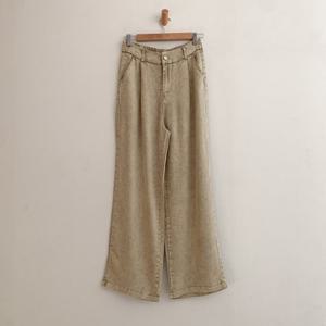 샵앤) 여성 뒷밴딩 원턱 빈티지 워싱 찰랑 와이드핏 팬츠 SIU-WPT-4286-진베이지