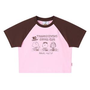 [클라이드]여성 스누피 라글란 소매배색 크롭티셔츠 FPBTS776F
