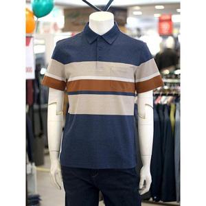 크로커다일 세이브존03 [피에르가르뎅] 남성 봄 여름 면혼방 투톤 컬러 블럭반팔카라티셔츠 AGPQTS2405A