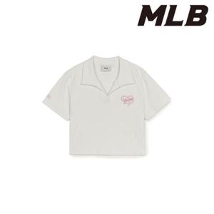 MLB (3FPQH0153-50IVS) 여성 하트 슬림 크롭 카라 티셔츠