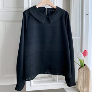 샵앤) 국산 여성 레이스 둥근 카라 데일리 정장 블라우스 REI-WBL-4272-블랙