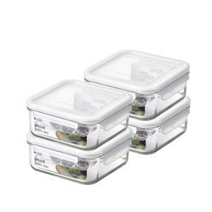 글라스락 클래식 화이트에디션 정사각 900ml 4조 세트