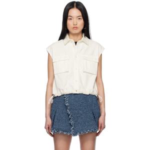 사카이 셔츠 오프 화이트 믹스 데님 셔츠 251445F109002