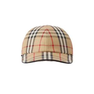 버버리 체크 코튼 베이스볼 캡 아카이브 베이지 8068041