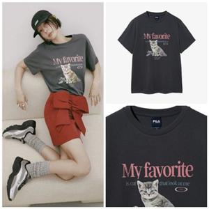 [휠라] FILA 김나영 착용 MY 티셔츠 오버핏 고양이 티셔츠 FS252RS01F005