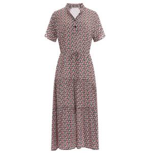 샵앤) 와이 여성 차이나카라 반팔 플레어 롱 원피스 CP-WDR-1471-블랙