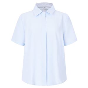 샵앤) 여성 정장 링클프리 히든버튼 카라넥 반팔 블라우스 INT-WBL-20545-라이트스카이