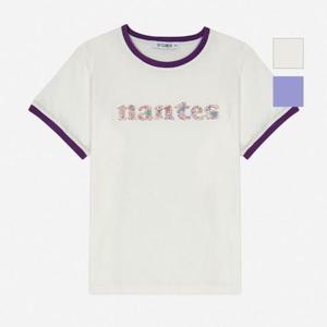 뱅뱅 동백01 여성 립배색 나염스티치 반팔티 CTL321