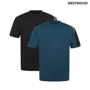 [웨스트우드] 남성 소매 포인트 반팔 라운드티_WP2MTTR431