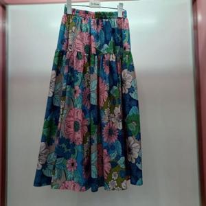 Latium HC06 A라인 캉캉 플레어 플리츠 허리밴딩 플라워 나염 스커트 치마 T2523sk09R