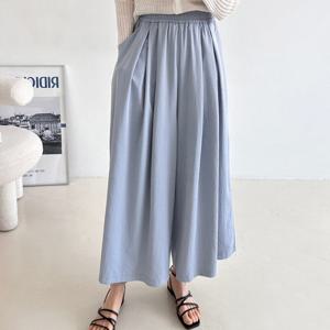 샵앤) 여성 편안한 허리 밴딩 찰랑 통 쿨링 와이드 팬츠 NYS-WPT-4407-블루