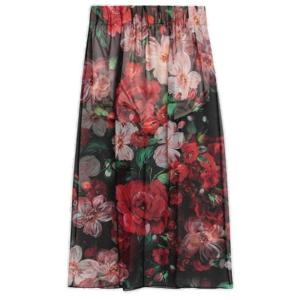 돌체앤가바나 로즈 프린트 쉬폰 송아지 길이 스커트 F4BBOTIS1Y6Q HN5PD TP935509091