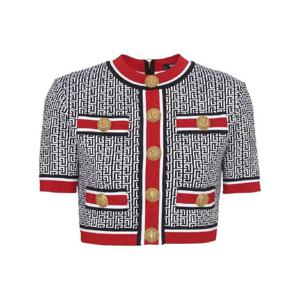 25 FW 발망 모노그램 니트 크롭 탑 BF1AI115KE89 TP432089395