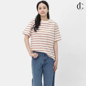 엘케이트 여자 반팔티 라운드넥 여름 스트라이프 티셔츠 LCR113