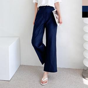 샵앤) 여성 린넨 뒷밴딩 와이드 9부 팬츠 WDM-WPT-KYI80141