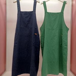 Latium HC06 국내생산 H라인 멜빵 스즈키 주머니 미그넘 린넨 원피스 T2523op31