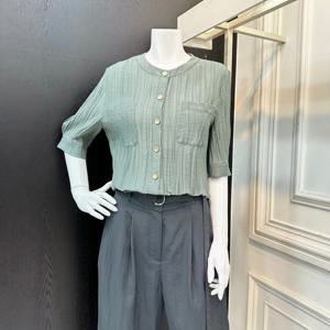 [린]플리츠 라운드 블라우스(LCBLPG0300/카키,라이트옐로우)_DG