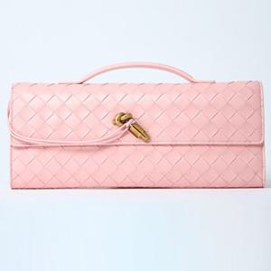 25 FW 보테가 베네타 롱 안디아모 Long Andiamo 탑핸들 레더 클러치백 핑크 741511VCPP3