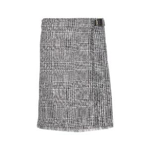 Burberry 플레이드 체크 플리츠 프린지 미니 스커트 8083009A7820 MONOCHROMEIPPTTN TP934662884