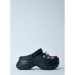 25 FW 발렌시아가 여성 크록스 플랫폼 뮬 bal0259019blk