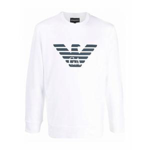 [EMPORIO ARMANI] 라프리마 남성 스웨트셔츠 스웨터 화이트 블렌드 로고 라운드 넥 1JRIZ8N1MR6F108 /8