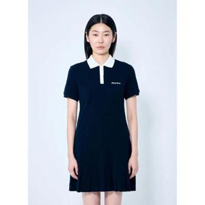 25 FW 미우미우 여성 주름진 밑단이 있는 폴로 셔츠 원피스  miu0259013blu