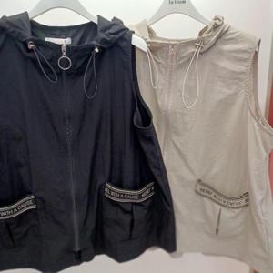 Latium HC06 품넉넉한 주머니 구김없는 여름 후드 집업 데일리 조끼 베스트 T2523vt07