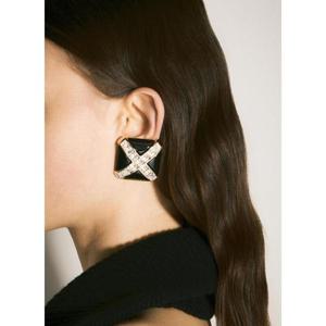 25 FW 생로랑 여성 크리스털 십자 귀걸이 sla0258058blk