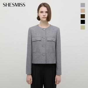 [쉬즈미스] 멜란지 라운드넥 크롭 자켓_SWWJKP32060