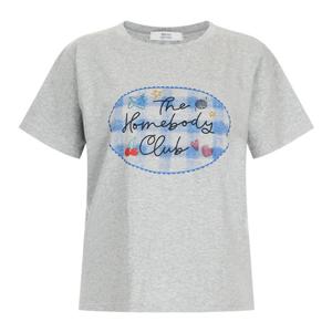 샵앤) 국산 라운드넥 체크클럽 나염 면 반팔티 MER-WSH-20718-그레이