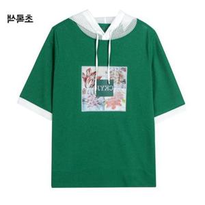 그린조이 HC12 여성 프린트 포인트 후드 티셔츠 GP25KL31W(초록색)