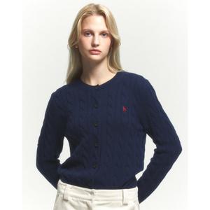 헤지스 여성 24FW 스테디셀러네이비 케이블 울 가디건 WSSW4DC94N2