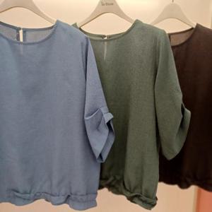 Latium HC06 국내생산 블라우스 느낌 구김없는 5부반팔 라운드 깔끔한 티블라우스 T2552bl01