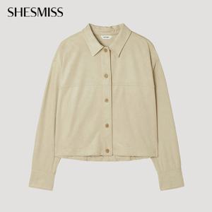[쉬즈미스] 세미 크롭 스웨이드 셔츠_SWWSTP31010_LB
